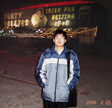 Kang from the Chinese Center for Disease control and Prevention at "Dirty Nellies" Irish Pub in Beijing, China